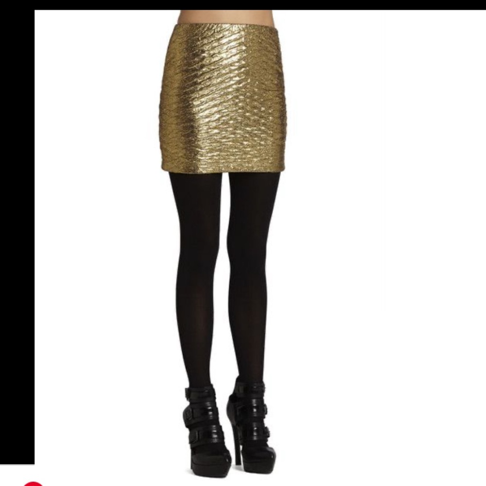 BCBGeneration Gold Metallic Mini Skirt